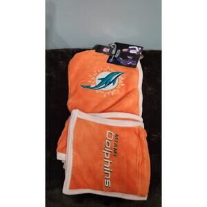 Miami Dolphins Ultra Fleece Hoodie Scarf With Pockets Little Earth NFL New